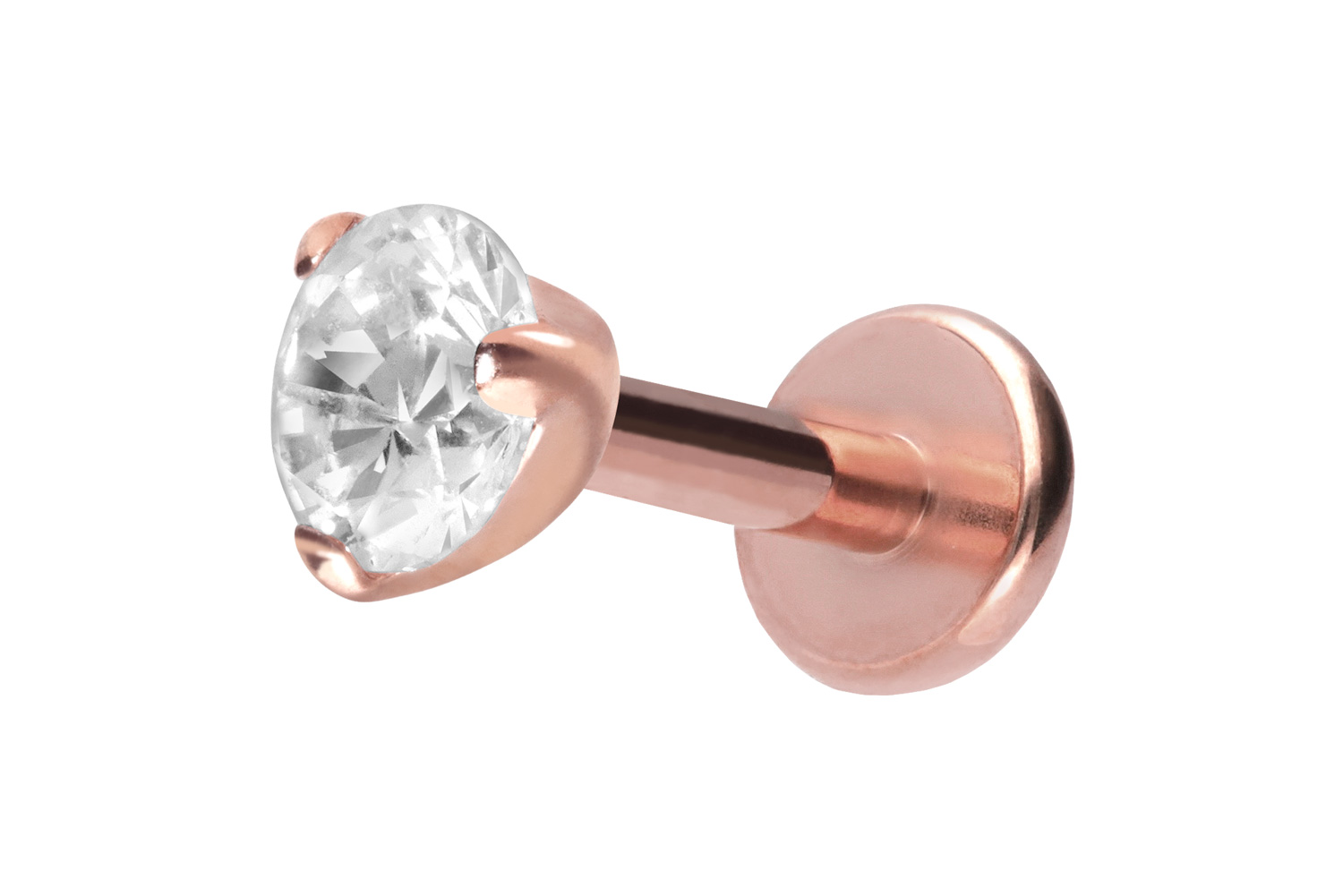 Titan Labret Piercing mit Innengewinde EINGEFASSTER KRISTALL